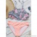 Women Ruffle Bathing Suit Lace up Floral Print Adjustable Strap Criss Cross Bikini Set Pink B07P7N1GQK